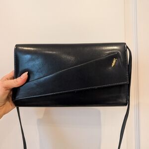 Vintage Black Leather Clutch